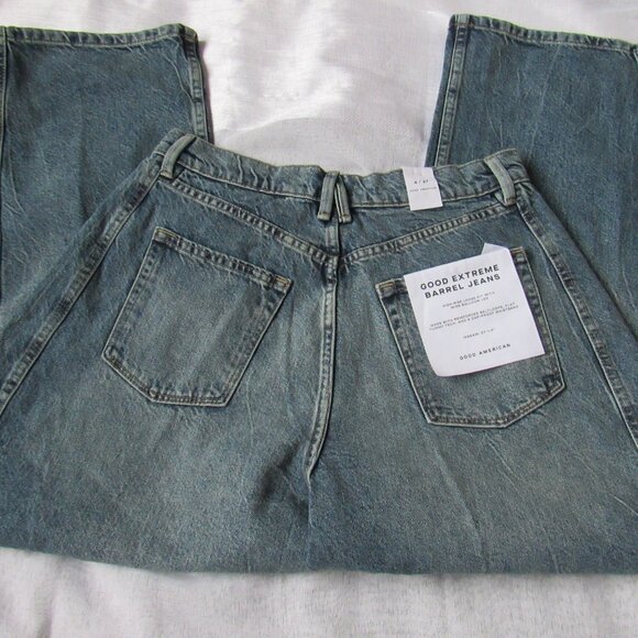 Good American Good Extreme Barrel Jeans NWT Indigo Size 27 4 - Picture 7 of 9